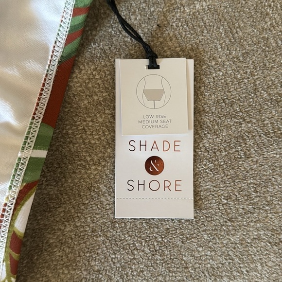 Shade & Shore Tropical Leaf Bikini Bottom L Low Rise Medium Coverage - Picture 2 of 4